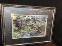 Framed print of otter in pond by Sandra Williams