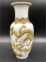 Chinese Blanc de Chine Vase w/ Gold Filigree