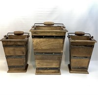 Set of 3 Teak Wood Buckets
