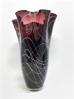 Art Glass Handkerchief Vase 15.5in