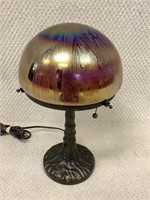 Quoizel Lamp w/ Art Glass Shade Signed