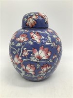 Hand Painted Asian Floral Lidded Jar