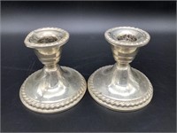 Pair of Rogers Weighted Sterling Candlesticks