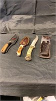 Stag Handled Knives and Holder
