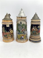 3 Beer Steins Including Thorens Mariandl Musical