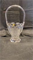 Vintage Heisey Glass Crystal Basket Paneled Daisy
