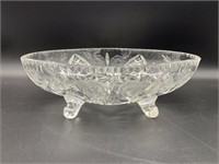 Etched and Cut Footed Glass Bowl