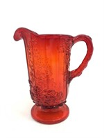 Vintage Red Glass Grape Vine Pitcher