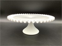 Milk Glass 13in Hobnail Footed Cake Plate
