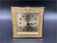 Bulova Ornate Design Brass Table / Desk Clock