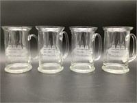 4pc Hand Blown Hand Cut Toscany Beer Mugs