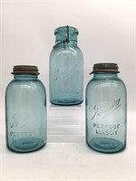 3pc Vintage Ball Blue Mason Jars with Lids - 64oz