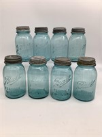 8pc Vintage Ball Blue Mason Jars with Lids - Quart