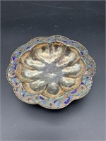Small Cloisonné Bowl Marked Sterling