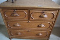 CUPBOARD W/MOUSTACHE PULLS -DOVE TAILED -4 DRAWER