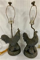 Pair of Rooster Lamps