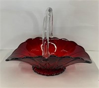 Ruby/Clear Art Glass Basket