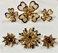 2 Sets of Brooch and Earring Sets