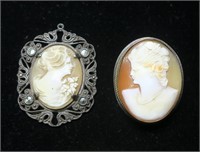 2- Vintage cameo pin and pendant