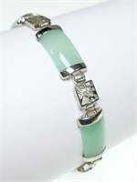Sterling silver 7.5" jade bracelet