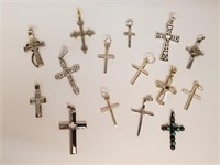 All for One Lot of .925 Cross Pendants/Charms