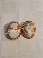 2 cameo brooches. 1 is 1/20 10ktgf and other is