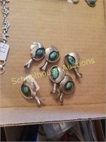 Misc Silver and turquoise pieces Unmarked