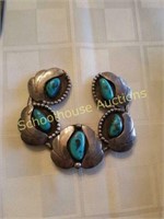 Large silver and turquoise piece. No marks