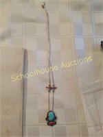 Signed turquoise and silver necklace