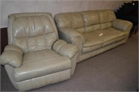 2 PC LEATHER COUCH AND RECLINER