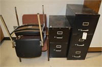 (2) METAL FILE CABINETS AND CHAIRS