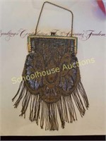 Awesome antique beaded purse with fringe. Slight