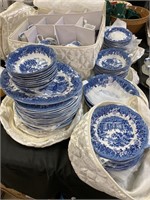 Lg. set of blue transferware.