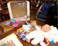 dolls, child's cookware