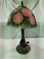 20" lamp with glass floral shade