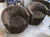 2 Swivel Brown Tub Chairs