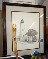 2 framed pictures-one lighthouse