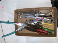 Lot - Wrenches, Tin Snips, Rivetter