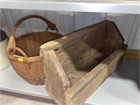 Basket and wooden shelf