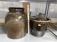 2 crocks and jar