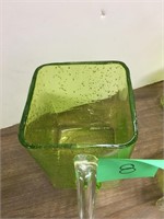 3 green glass carton holders, 3 different sizes