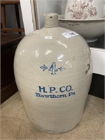 H.P. Co Hawthorne, PA 4 gal stoneware jug.
