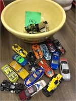 vintage bowl with hot wheels
