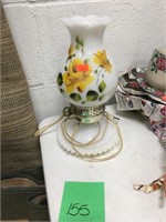 Yellow rose milk glass lamp