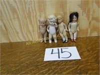 4 ASSORTED SMALL BISQUE DOLLS