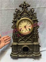 N Muller NY no.19 cast iron cathedral clock (runs)