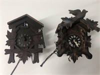 Vintage Lot of two wooden cuckoo clocks for parts