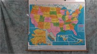 VINTAGE RETRACTABLE UNITED STATES MAP