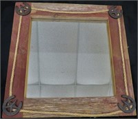 RUSTIC WESTERN ACCENT WOOD FRAME WALL MIRROR