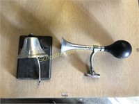 Pair of Noisemakers.  Wall bell & mountable horn